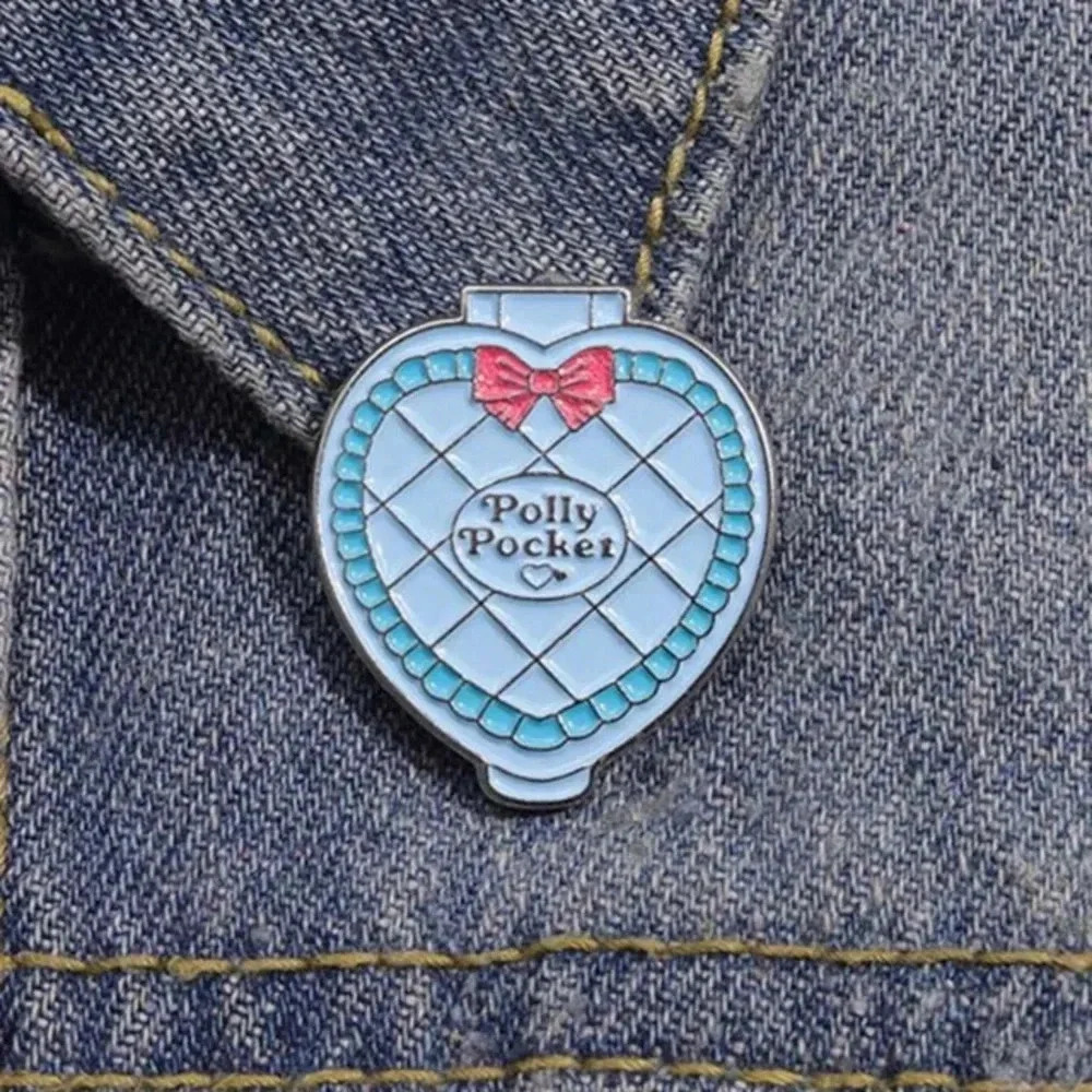 Blue pink Polly Pocket enamel brooch pin backpack denim clothes bag hat gift